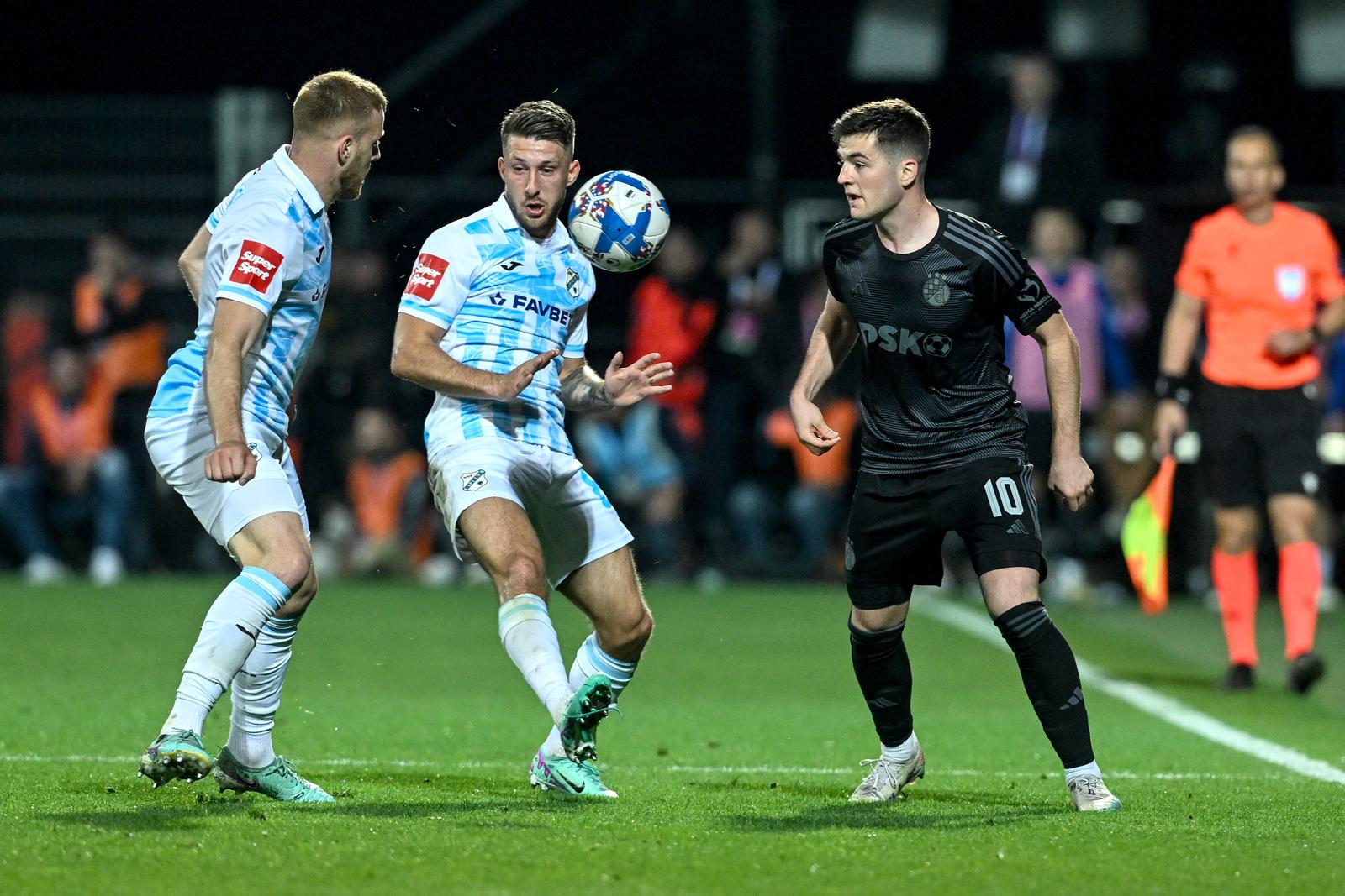05.05.2024., stadion HNK Rijeka, Rijeka - SuperSport HNL, 33. kolo, HNK Rijeka - GNK Dinamo. Ivan Smolcic, Marco Pasalic, Martin Baturina Photo: Marko Lukunic/PIXSELL