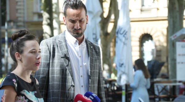 05.09.2020., Zrinjevac, Zagreb - Konferencija za medije na temu "Zasto bi influenseri trebali biti tema u Hrvatskom saboru" o kojoj su govorili zastupnici Marija Selak Raspudic i Marin Miletic. Govorili su i o radu od kuce i radnickim pravima. rPhoto: Sanjin Strukic/PIXSELL