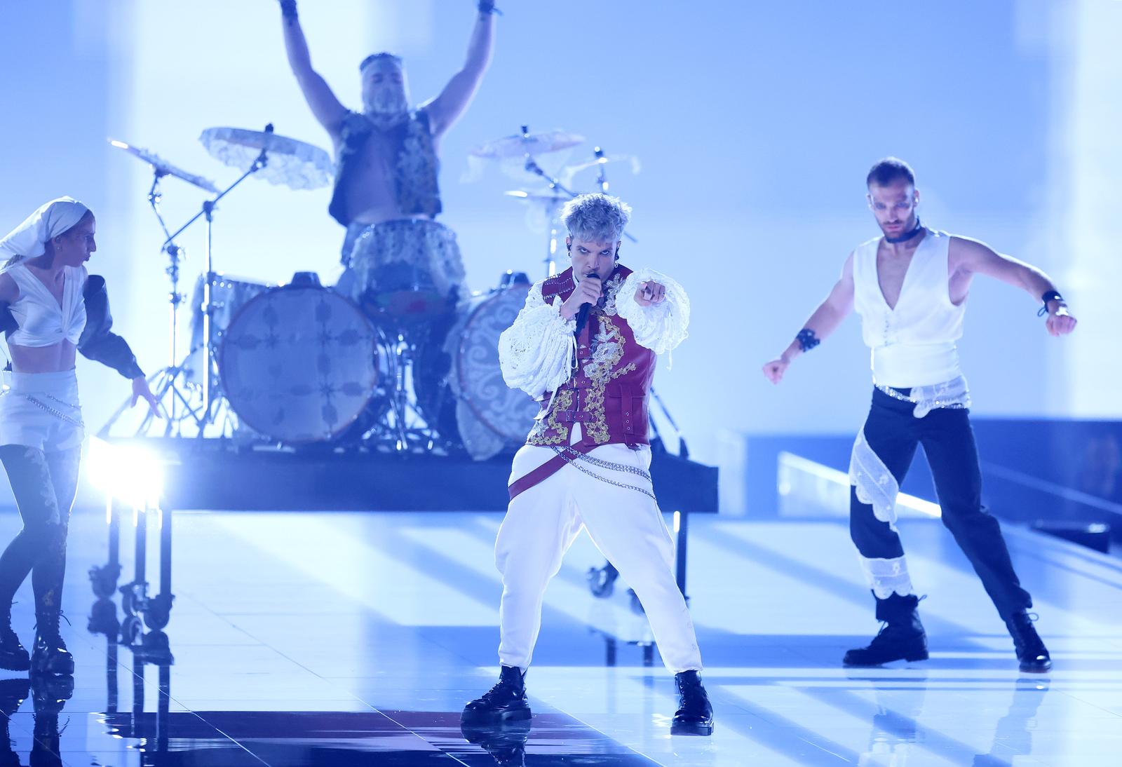 06.05.2024., Malmo, Svedska - Hrvatski predstavnik na Eurosongu Baby Lasagna, pravim imenom Marko Purisic na probi u Malmo Areni uoci prve polufinalne veceri Eurosonga.  Photo: Sanjin Strukic/PIXSELL