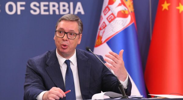 08, May, 2024, Belgrade - Official visit of the President of the People's Republic of China to the Republic of Serbia - exchange of signed agreements and press statements of the President of the People's Republic of China and the President of the Republic of Serbia.  Aleksandar Vucic. Photo: R.Z./ATAImages

08, maj, 2024, Beograd - Zvanicna poseta predsednika Narodne Republike Kine Republici Srbiji -  razmene potpisanih sporazuma i izjave za medije predsednika Narodne Republike Kine i predsednika Republike Srbije. Photo: R.Z./ATAImages Photo: R.Z./ATAImages/PIXSELL