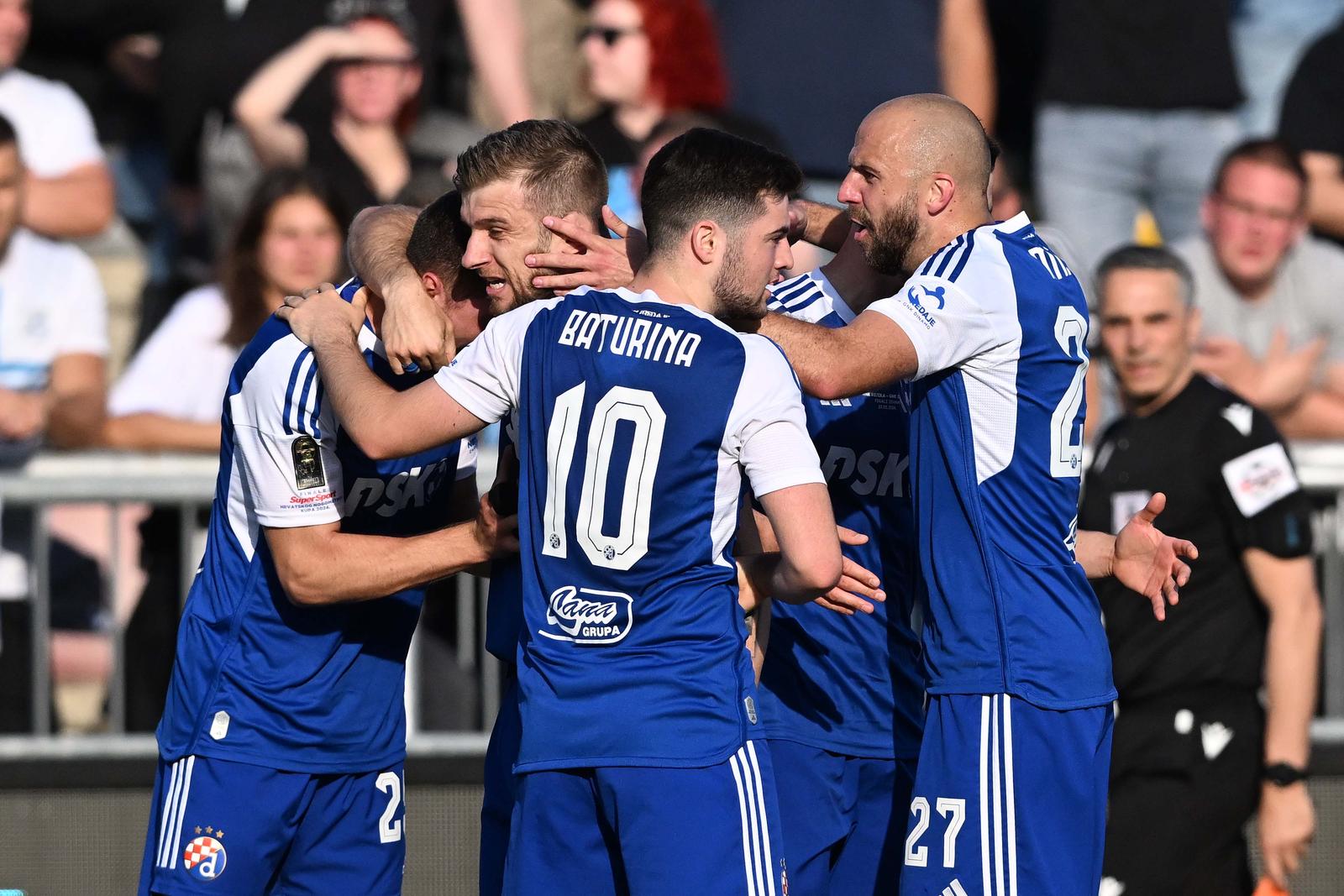 22.05.2024., stadion Rujevica, Rijeka - Uzvratna utakmica finala SuperSport Hrvatskog nogometnog kupa, HNK Rijeka - GNK Dinamo. Petar Sucic, Arber Hoxha Photo: Marko Lukunic/PIXSELL