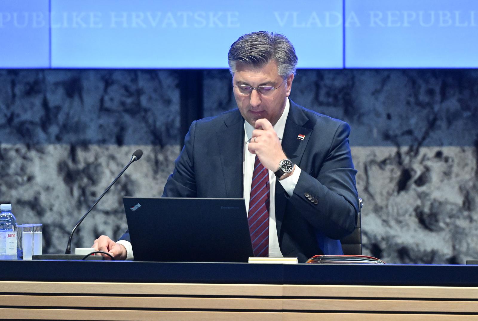 24.05.2024., Zagreb - Predsjednik Vlade RH Andrej Plenkovic na sjednici Vlade Republike Hrvatske u Nacionalnoj i sveucilisnoj knjiznici.  Photo: Davorin Visnjic/PIXSELL