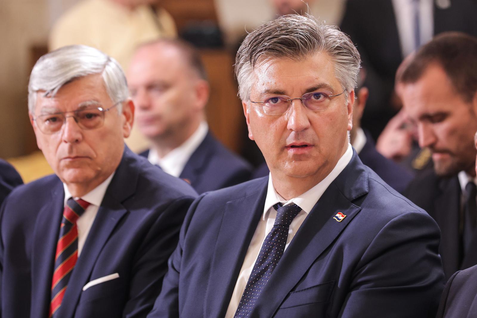 30.05.2024., Crkva sv. Marka, Zagreb - Predsjednik Vlade s clanovima Vlade sudjelovao je na svetoj misi za Domovinu koju je predvodio mons. Drazen Kutlesa, zagrebacki nadbiskup i metropolit. Andrej Plenkovic Photo: Luka Stanzl/PIXSELL