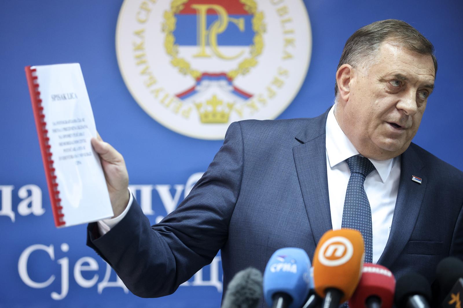 23.05.2024., Srebrenica, Bosna i Hercegovina - Predsjednik Republike Srpske Milorad Dodik na konferenciji za medije. Photo: Armin Durgut/PIXSELL