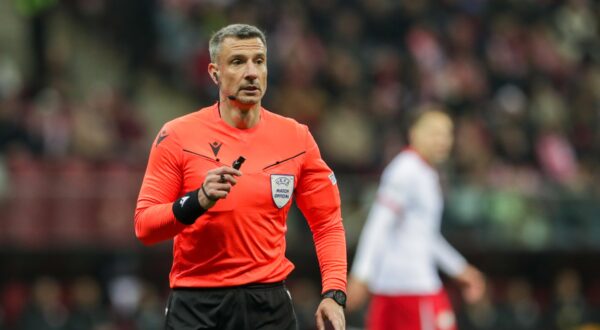 Referee Slavko Vincic of  Slovenia seen during the European Championship 2024-Qualifying round  (play -off) Match between Poland and Estonia at PGE Narodowy (Warsaw)-Poland. Final score; Poland 5:1 Estonia.,Image: 859364475, License: Rights-managed, Restrictions: *** World Rights ***, Model Release: no, Credit line: SOPA Images / ddp USA / Profimedia