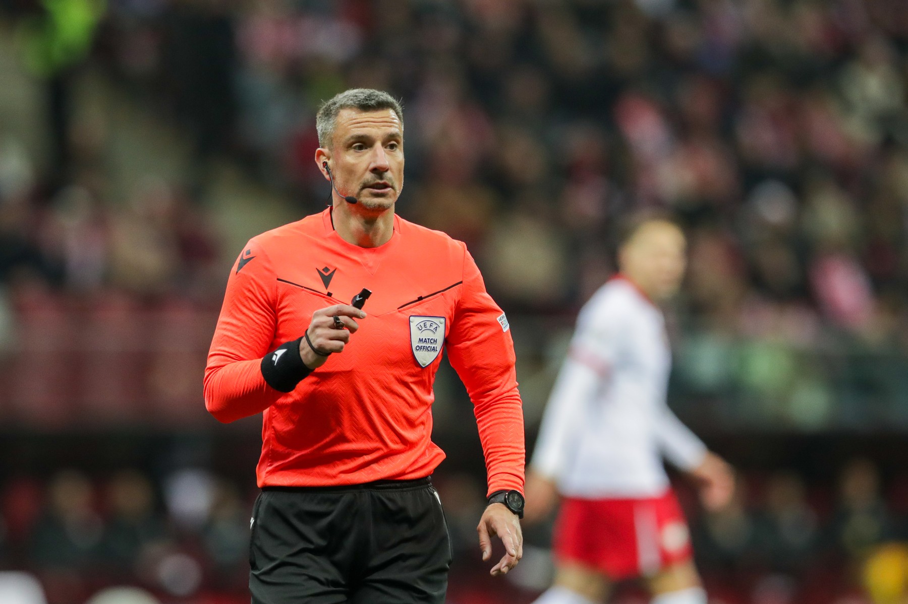 Referee Slavko Vincic of  Slovenia seen during the European Championship 2024-Qualifying round  (play -off) Match between Poland and Estonia at PGE Narodowy (Warsaw)-Poland. Final score; Poland 5:1 Estonia.,Image: 859364475, License: Rights-managed, Restrictions: *** World Rights ***, Model Release: no, Credit line: SOPA Images / ddp USA / Profimedia