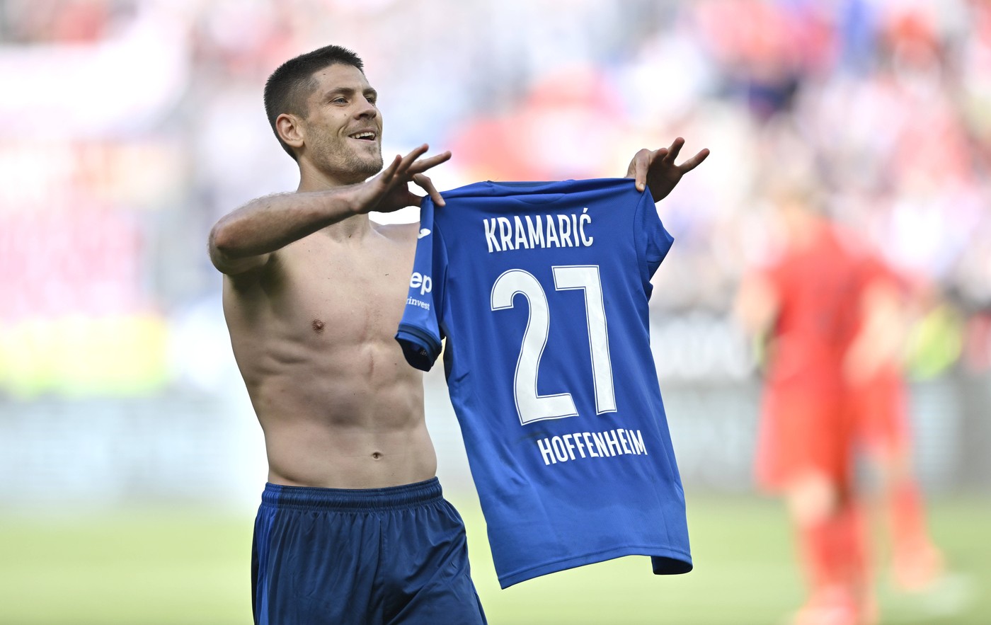 TOR zum 4:2 Andrej Kramaric TSG 1899 Hoffenheim 27 Torjubel mit Trikot Gestik Geste TSG 1899 Hoffenheim vs FC Bayern Muenchen FCB 18.05.2024 DFL REGULATIONS PROHIBIT ANY USE OF PHOTOGRAPHS AS IMAGE SEQUENCES AND/OR QUASI-VIDEO TSG 1899 Hoffenheim vs FC Bayern Muenchen FCB *** GOAL for 4 2 Andrej Kramaric TSG 1899 Hoffenheim 27 Goal celebration with jersey Gesture Gesture TSG 1899 Hoffenheim vs FC Bayern Muenchen FCB 18 05 2024 DFL REGULATIONS PROHIBIT ANY USE OF PHOTOGRAPHS AS IMAGE SEQUENCES AND OR QUASI VIDEO TSG 1899 Hoffenheim vs FC Bayern Muenchen FCB,Image: 874205875, License: Rights-managed, Restrictions: Credit images as "Profimedia/ IMAGO", Model Release: no, Credit line: Michael Weber IMAGEPOWER / imago sportfotodienst / Profimedia