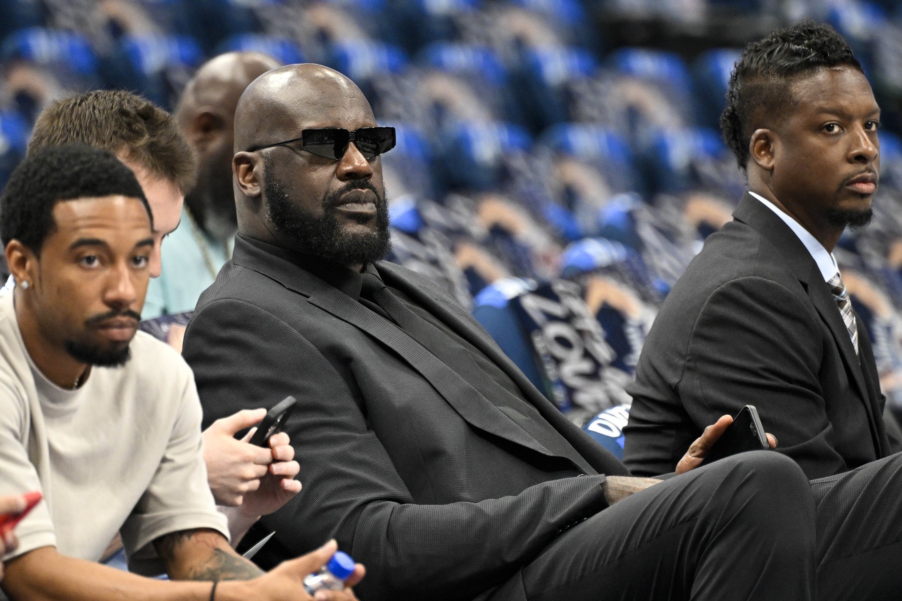 May 26, 2024; Dallas, Texas, USA; Shaquille O'Neal before the game between the Dallas Mavericks and the Minnesota Timberwolves in game three of the western conference finals for the 2024 NBA playoffs at American Airlines Center.,Image: 876739312, License: Rights-managed, Restrictions: , Model Release: no, Credit line: USA TODAY Sports / ddp USA / Profimedia