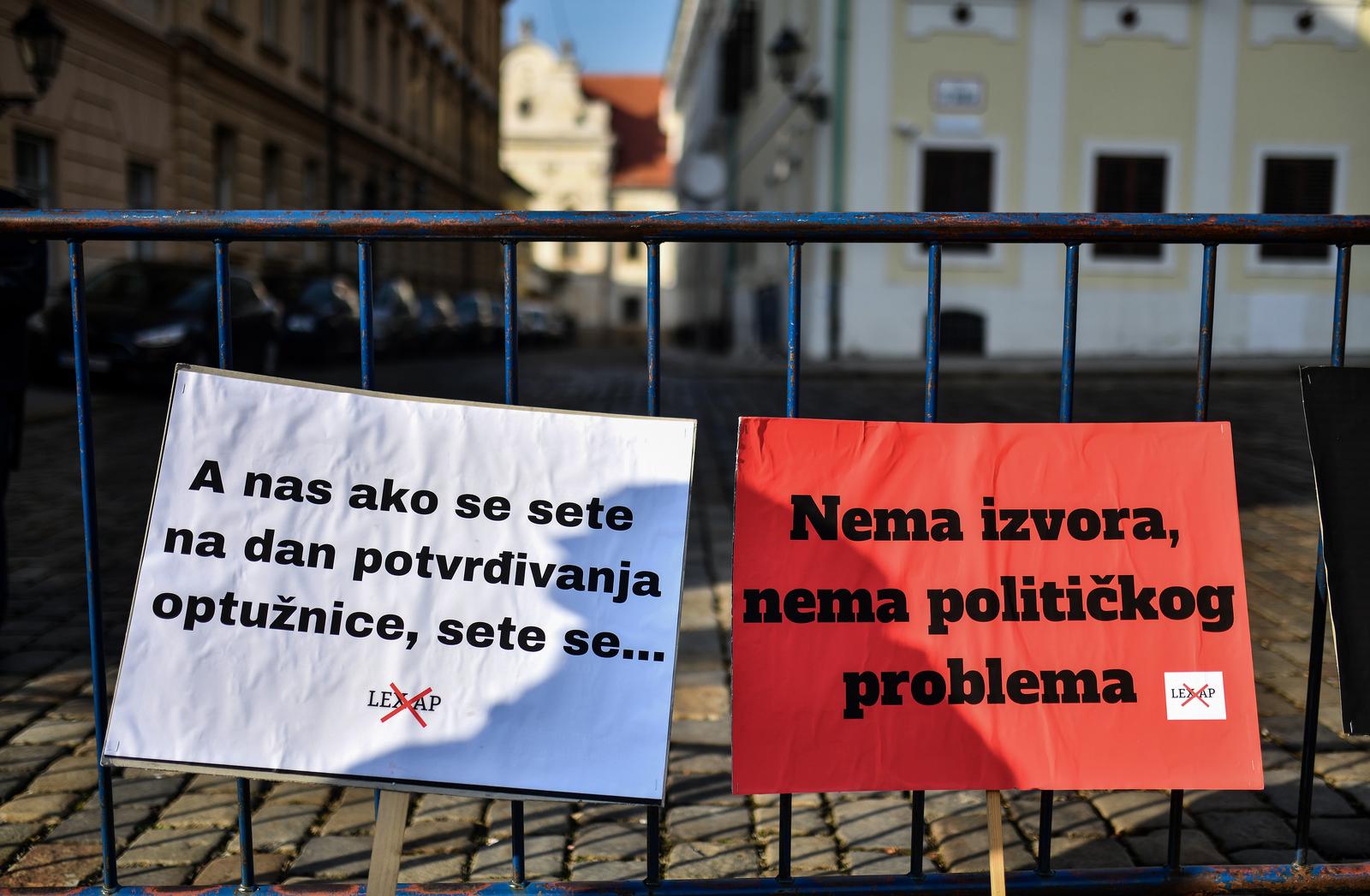 31.01.2024., Zagreb -.Prosvjed Hrvatskog novinarskog drustva protiv tzv. Zakona opasnih namjera poznatog kao Lex AP koji je kao dio izmjena Kaznenog zakona izazvao veliki interes javnosti. Photo: Josip Regovic/PIXSELL