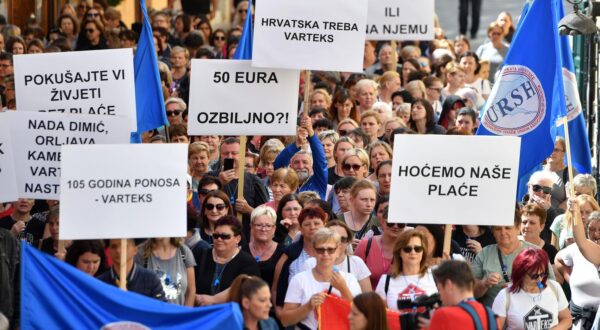 10.05.02024., Varazdin - Prosvjedna povorka radnika tvrtke Varteks koji vec cetvrti dan strajkaju Photo: Vjeran Zganec Rogulja/PIXSELL