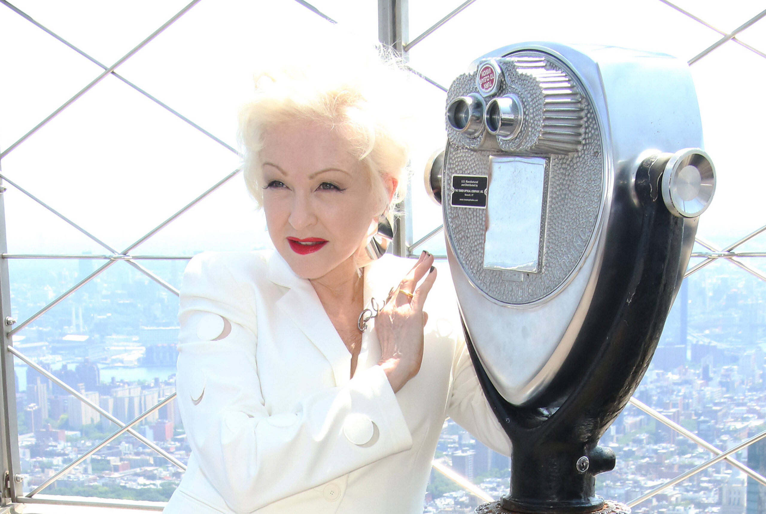 NEW YORK, NY- JUNE 17: Cyndi Lauper Lights the Empire State Building in Celebration of her Farewell Tour and Release of New Documentary Let The Canary Sing on June 17, 2024 in New York City. Copyright: xRWx
