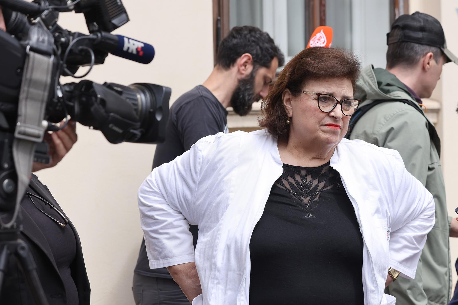 11.06.2024., Zagreb - Dokorica Gordana Satajminger dala izjavu o splaljivanju na Trgu svetog Marka. Photo: Patrik Macek/PIXSELL