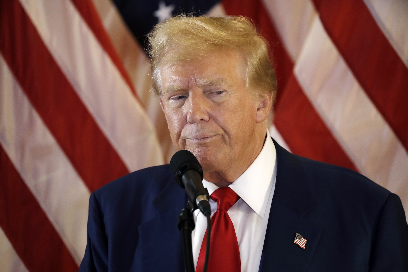 epa11382515 Former US President Donald Trump speaks at a press conference at Trump Tower the day after a jury found him guilty on all 34 counts in his hush money criminal trial in New York State Supreme Court in New York, New York, USA, 31 May 2024. Trump will be sentenced on 11 July 2024.  EPA/PETER FOLEY
