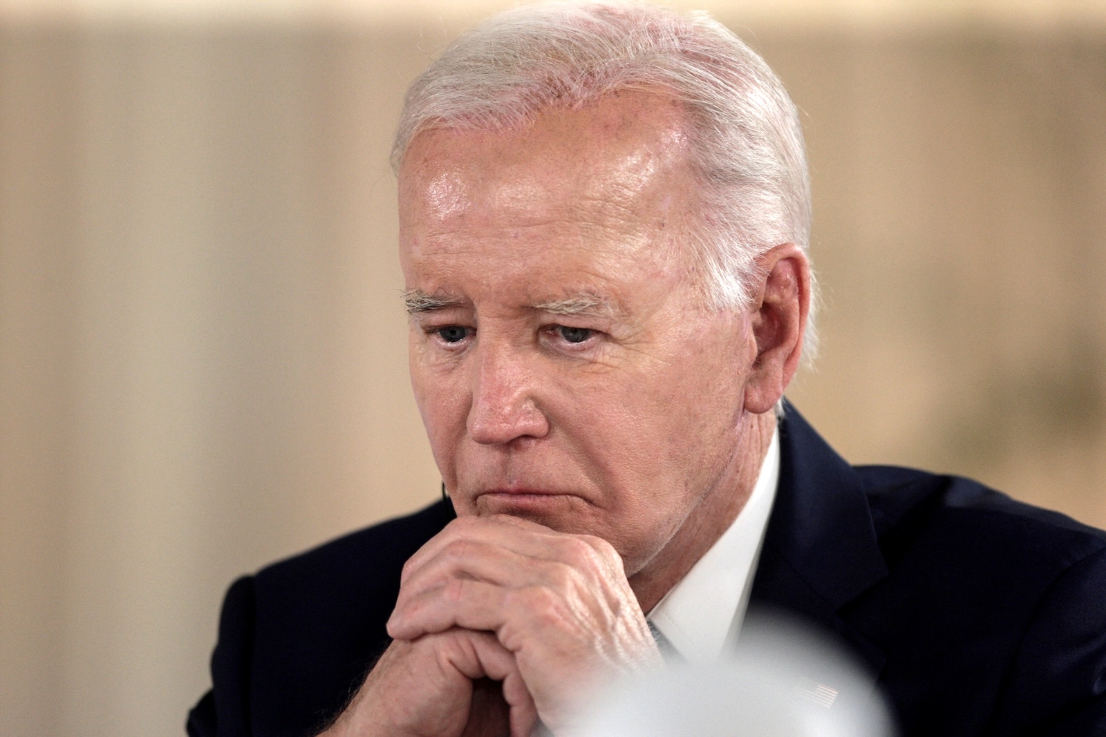 epa11407402 US President Joe Biden attends a round table meeting during the G7 summit in Borgo Egnazia, southern Italy, 13 June 2024. The 50th G7 summit will bring together the Group of Seven member states leaders in Borgo Egnazia resort in southern Italy from 13 to 15 June 2024.  EPA/DONATO FASANO