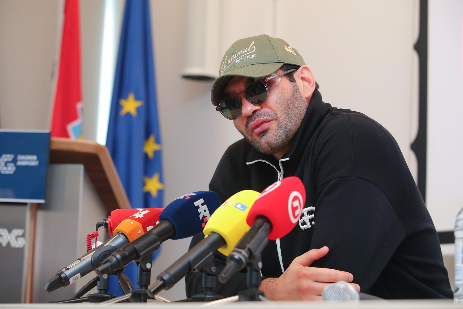 03.06.2024., Zagreb - Boksac Filip hrgovic vratio se nakon sto je porazen u mecu protiv Daniela Duboisa ua privremeni teskaski pojas po IBF-u. U Medjunarodnoj zracnoj luci dr. Franjo Tudjman odrzao je konferenciju za medije. Photo: Tomislav Miletic/PIXSELL