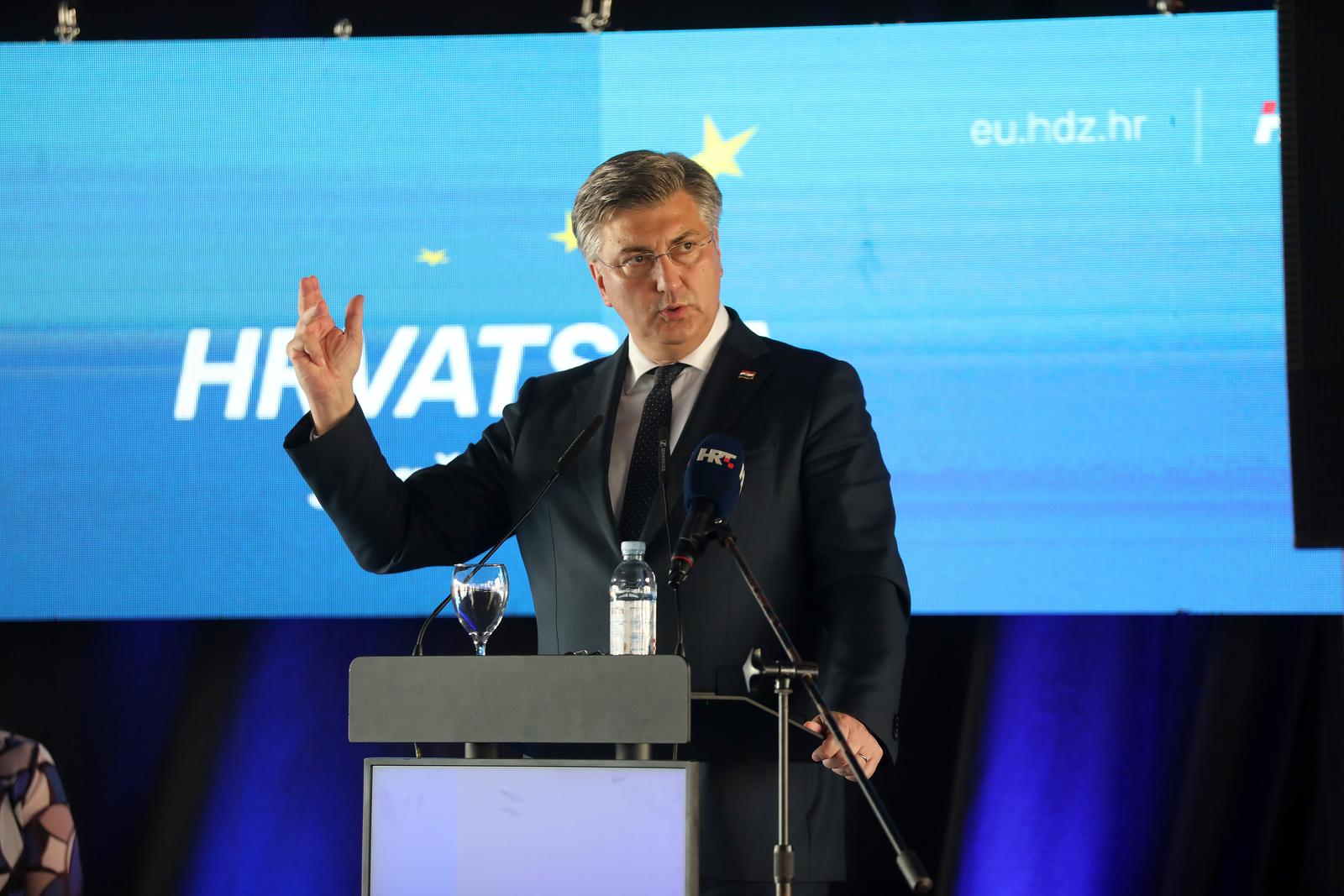05.06.2024., Rijeka - Predsjednik Vlade RH Andrej Plenkovic na predstavljanju kandidata izborne liste HDZ-a za Europarlament. Photo: Goran Kovacic/PIXSELL