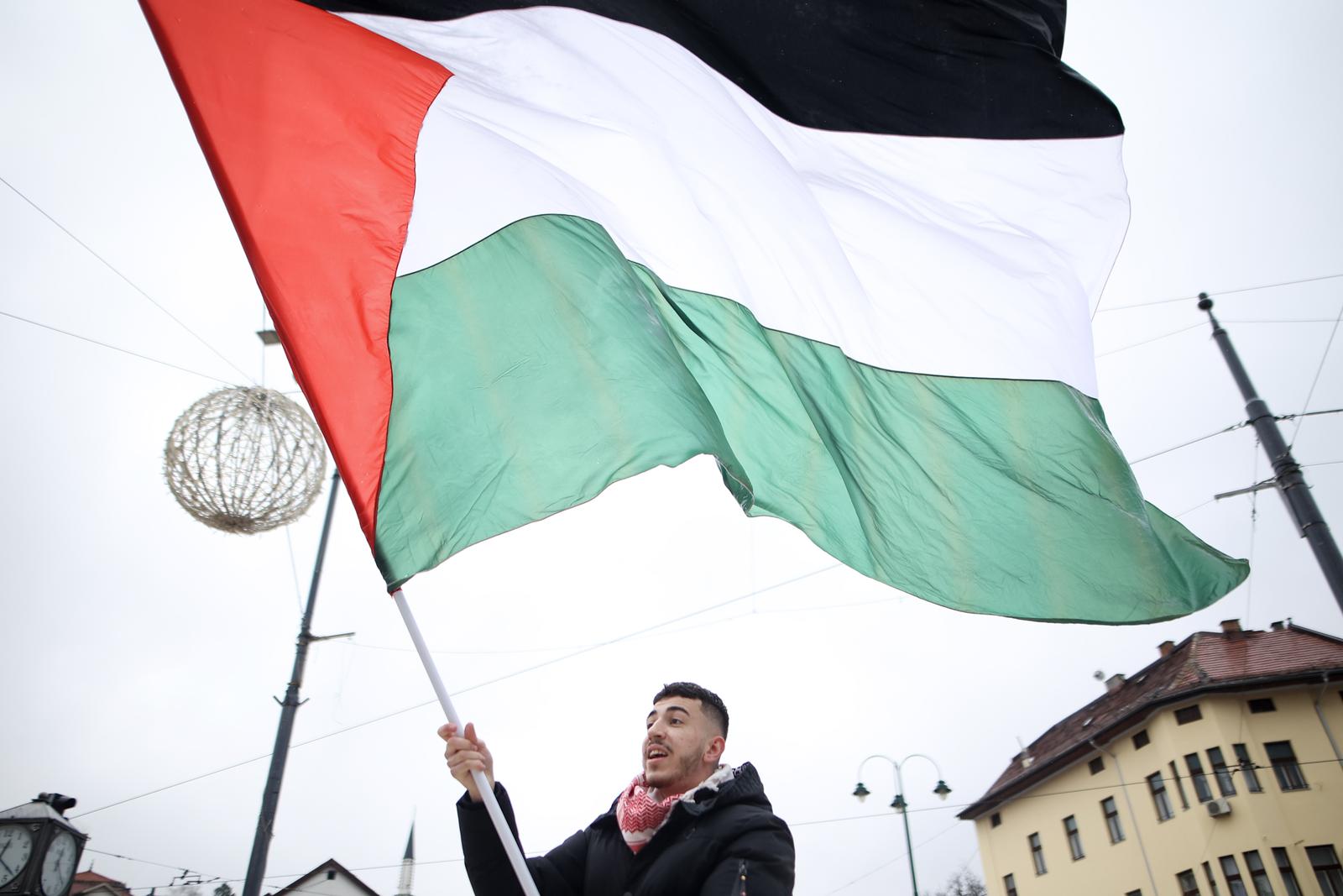 07.01.2024., Sarajevo, Bosna i Hercegovina - Prosvjed gradjana Sarajeva u znak podrske Palestini. Photo: Armin Durgut/PIXSELL