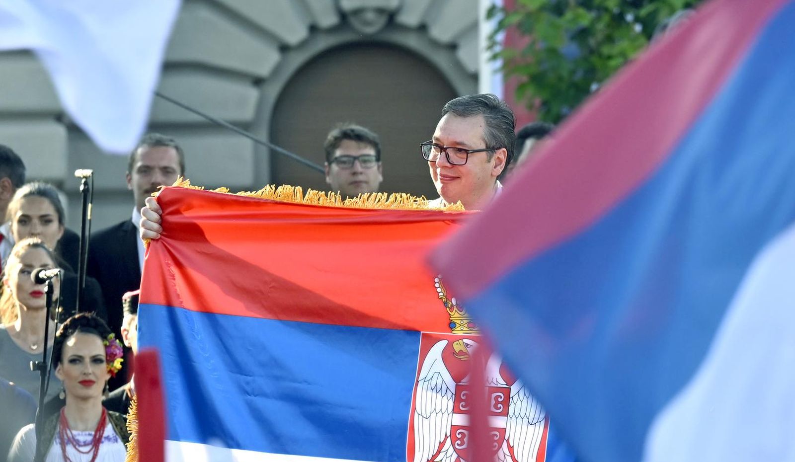 08, June, 2024, Belgrade - The central marking of the manifestation - the First All-Serbian Parliament "One nation, one parliament - Serbia and Srpska together", was held on Republic Square in the presence of the presidents of Serbia and the Republic of Srpska, Aleksandar Vucic and Milorad Dodik. Aleksandar Vucic. Photo: M.M./ATAImages

08, jun, 2024, Beograd - Centralno obelezavanje manifestacije - Prvog svesrpskog sabora "Jedan narod, jedan sabor - Srbija i Srpska zajedno", odrzano je na Trgu republike u prisustvu predsednika Srbije i Republike Srpske Aleksandra Vucica i Milorada Dodika. Photo: M.M./ATAImages Photo: M.M./ATAImages/PIXSELL