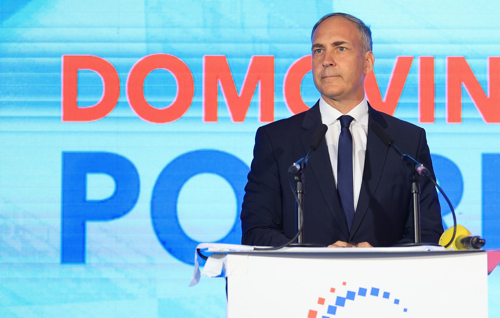 09.06.2024., Hotel International, Zagreb - Docek rezultata izbora za Europski parlament u stozeru Domovinskog pokreta. Photo: Marko Prpic/PIXSELL