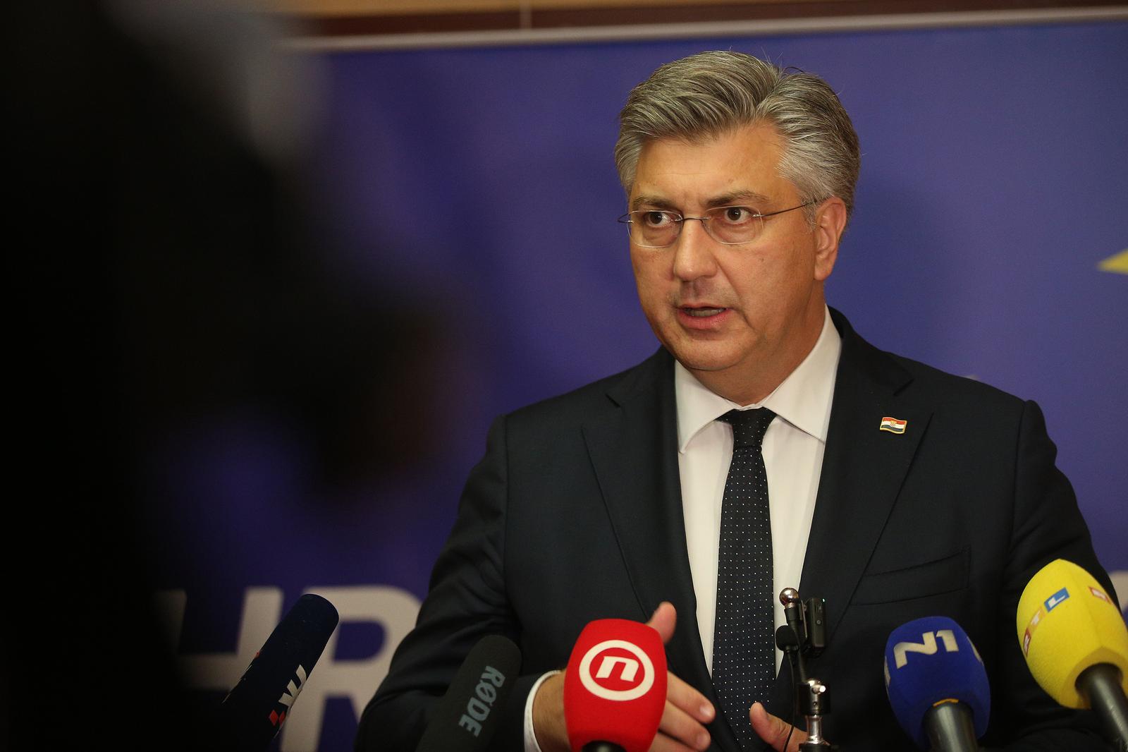 10.06.2024., Zagreb - Predsjednik HDZ-a i predsjednik Vlade RH Andrej Plenkovic odrzao je nakon sjednice Predsjednistva HDZ-a i sjednice Nacionalnog odbora HDZ-a konferenciju za medije Photo: Zeljko Hladika/PIXSELL