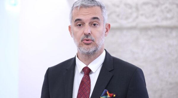 14.06.2024., Zagreb - Na konferenciji za medije odrzanoj u Saboru o Mariji Selak Raspudic kao predsjednickom kandidatu govorio je njen suprug Nino Raspudic. Photo: Patrik Macek/PIXSELL