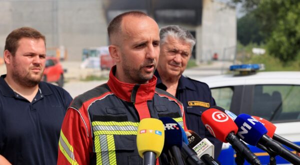 20.06.2024., Zapresic - Zgariste tvrtke Eko Flor u Industrijskoj ulici gdje je tijekom jucerasnjeg dana izbio veliki pozar. Na zgaristu je odrzana konferencija za medije. Photo: Marko Prpic/PIXSELL