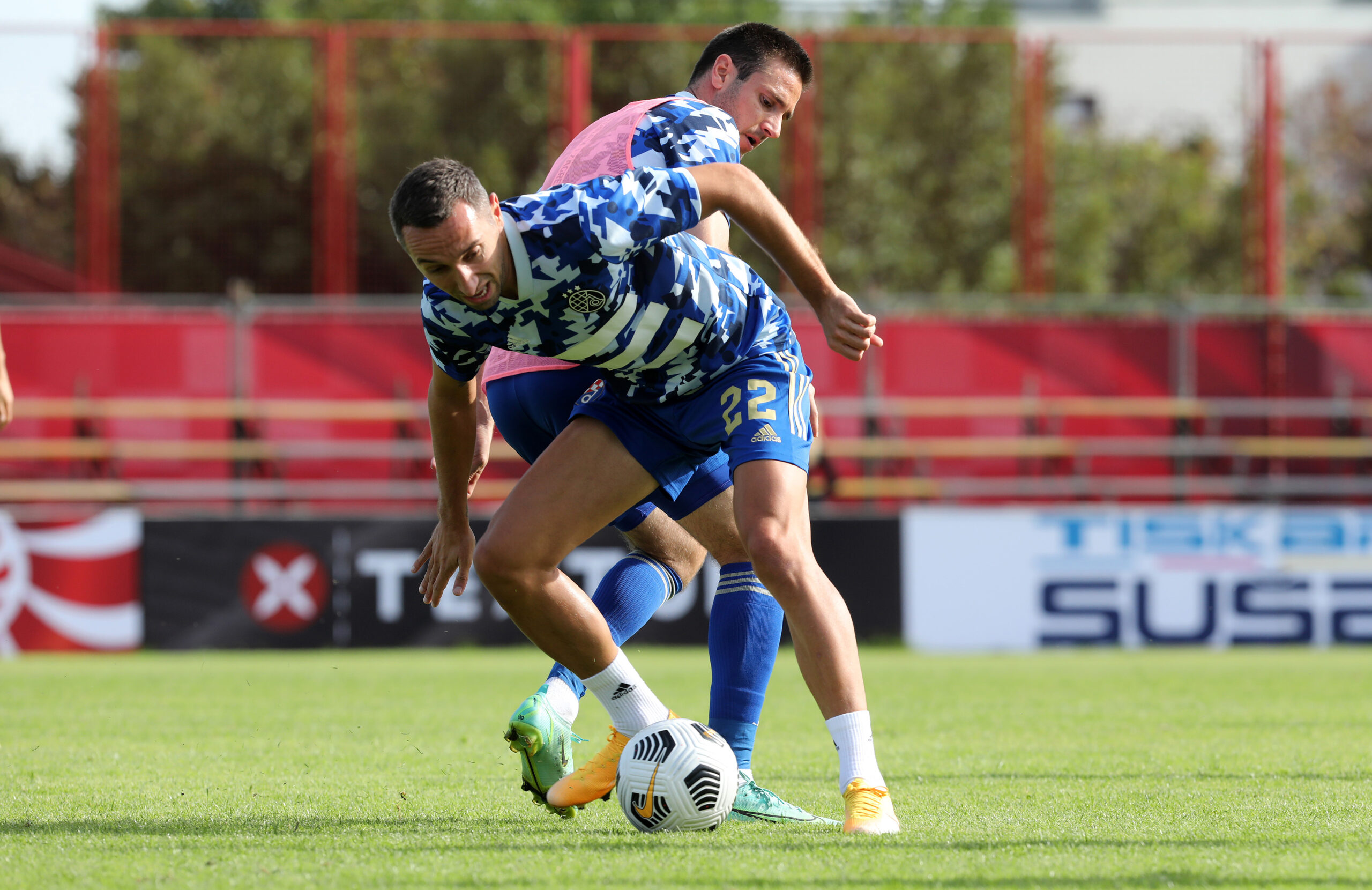 22.09.2021., Rijeka - Sesnaestina finala Hrvatskog nogometnog kupa. Orijent 1919 - Dinamo. Stadion Krimeja. Marin Leovac, Duje Cop.rPhoto: Goran Kovacic/PIXSELL