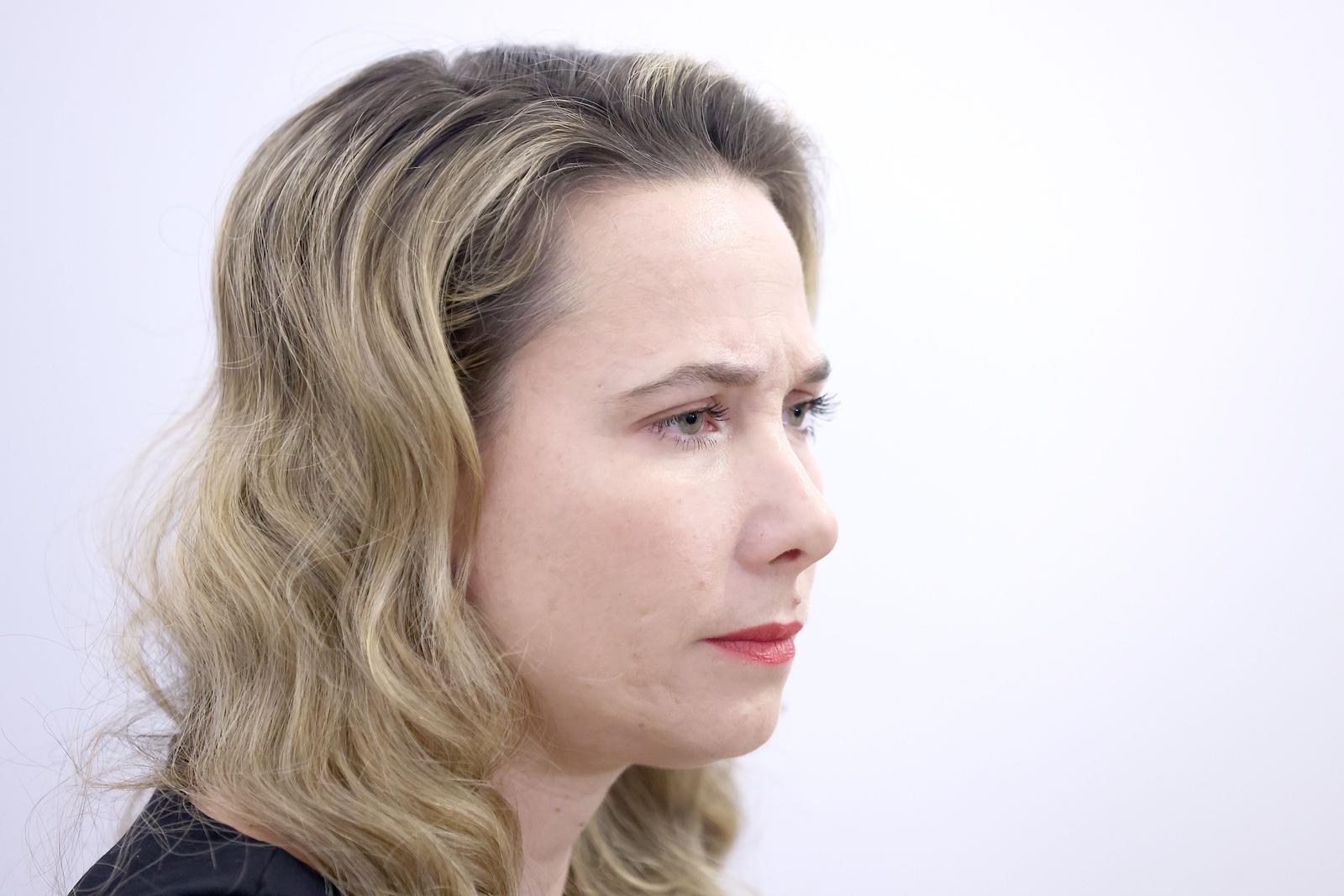 24.04.2024., Zagreb - Na konferenciji za medije odrzanoj u Saboru Marija Selak Raspudic govorila je o sastavljanju lista za Europski paralament te sukobima i raskolu u Mostu. Photo: Patrik Macek/PIXSELL
