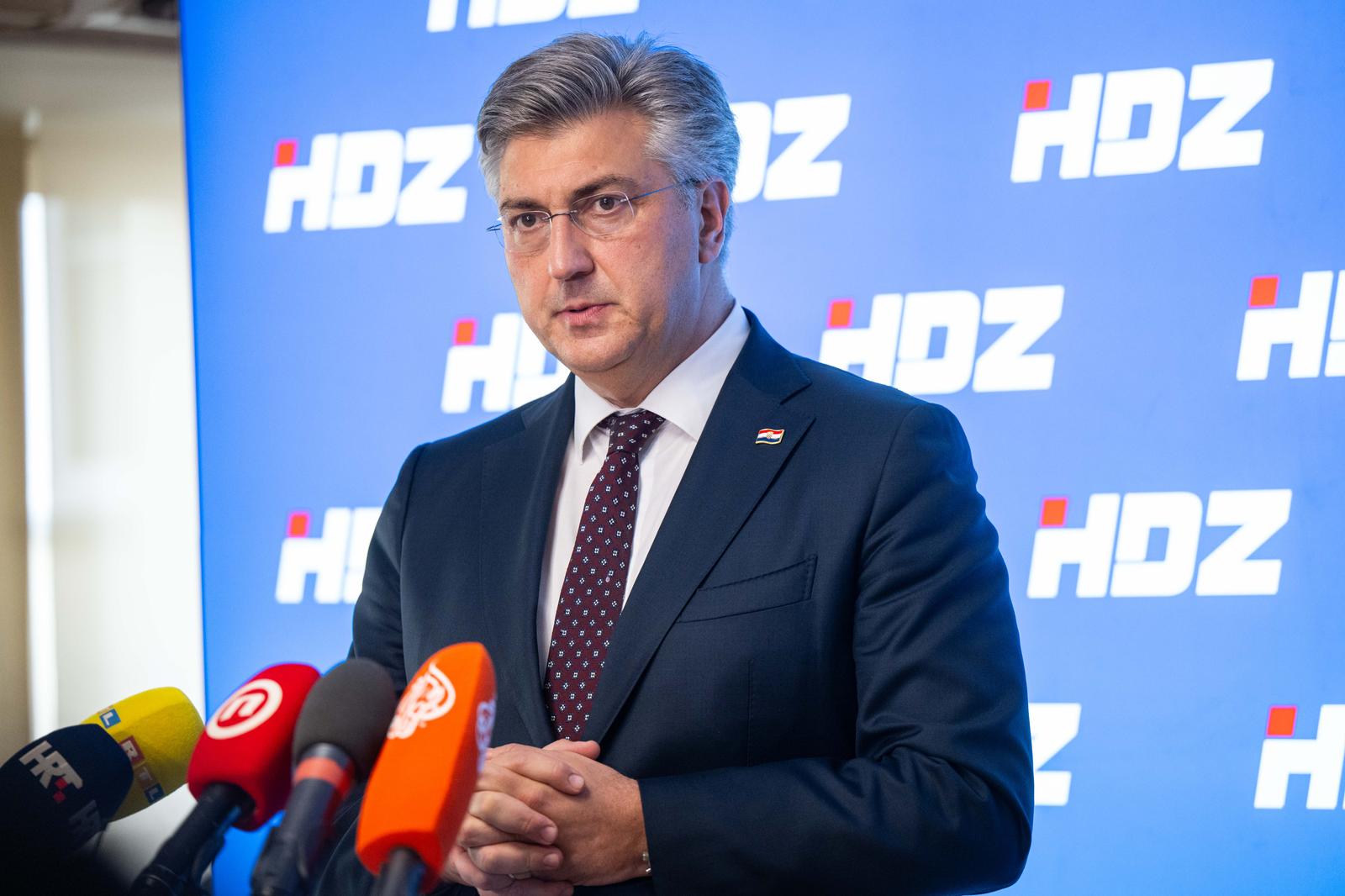 24.06.2024., Zagreb - Premijer Andrej Plenkovic dao je izjavu za medije nakon sjednice sireg predsjednistva stranke. Photo: Neva Zganec/PIXSELL
