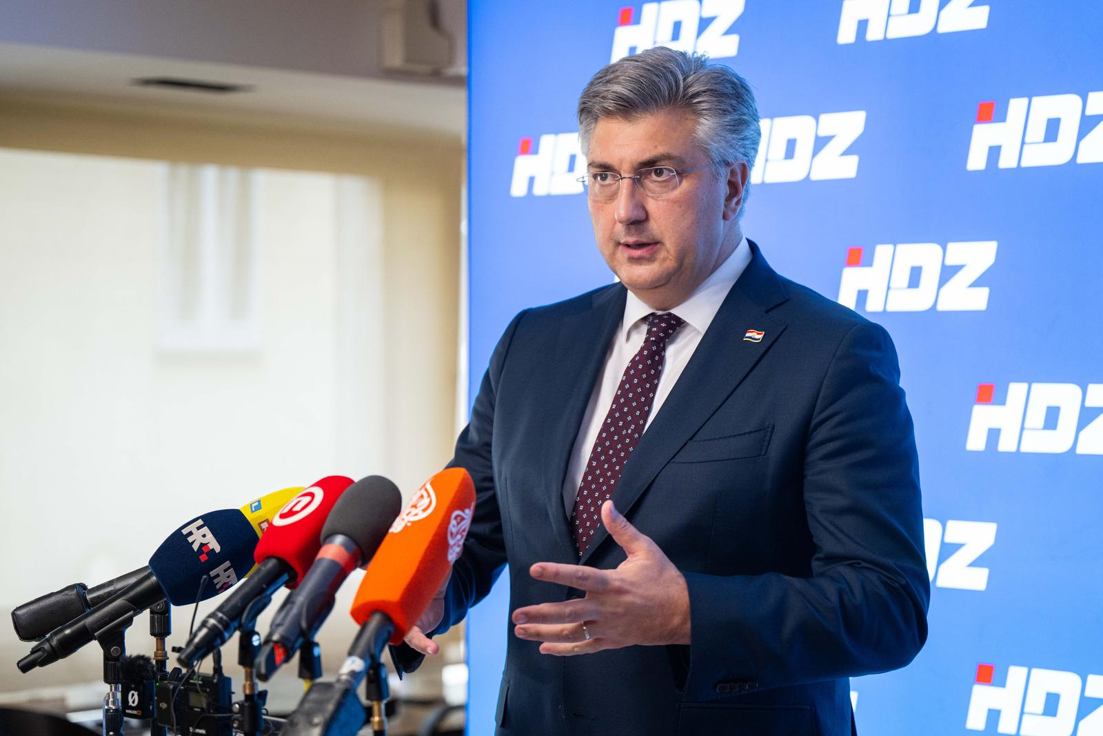 24.06.2024., Zagreb - Premijer Andrej Plenkovic dao je izjavu za medije nakon sjednice sireg predsjednistva stranke. Photo: Neva Zganec/PIXSELL