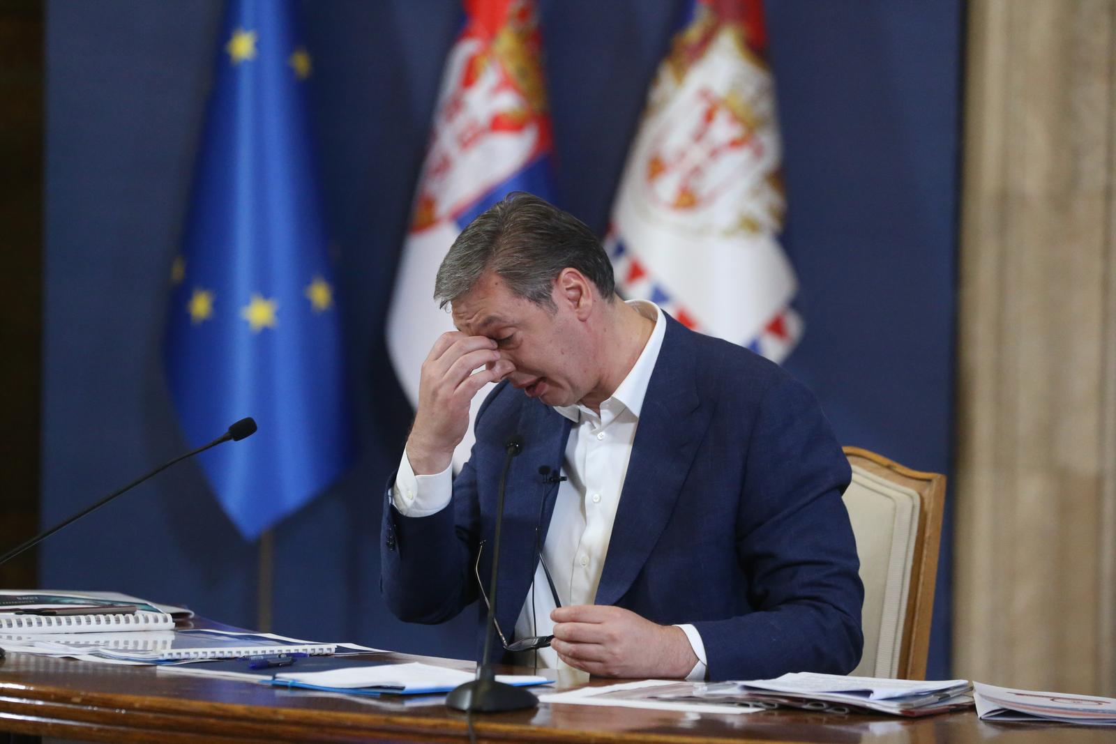 24, June, 2024, Belgrade -Public address of the President of the Republic of Serbia, Aleksandar Vucic, regarding the plans for EXPO 2027, the national stadium and other economic and social topics. Aleksandar Vucic. Photo: F.S./ATAImages

24, jun, 2024, Beograd - Obracanje javnosti predsednika Republike Srbije Aleksandra Vucica povodom planova za EXPO 2027, nacionalnom stadionu i drugim ekonomskim i socijalnim temama. Photo: F.S./ATAImages Photo: F.S./ATAImages/PIXSELL