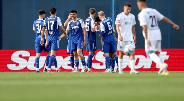 26.05.2024., stadion Maksimir, Zagreb - SuperSport HNL, 36. kolo, GNK Dinamo - NK Rudes. Nogometasi Dinama slave pogodak Takura Kaneka za vodstvo 2:1. Marko Bulat, Sandro Kulenovic, Bosko Sutalo, Leon Jakirovic, Takuro Kaneko, Maxime Bernauer Photo: Igor Kralj/PIXSELL