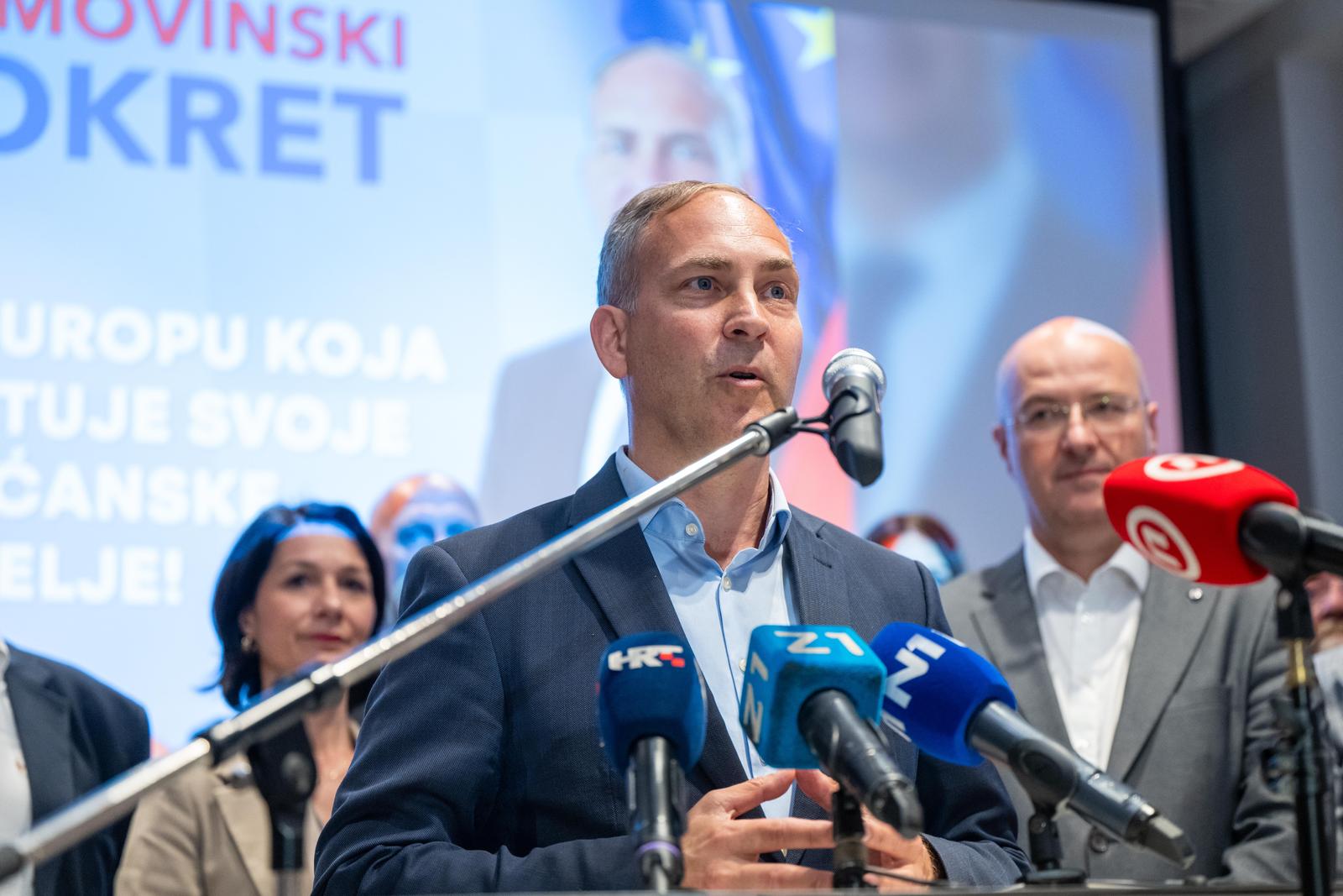 29.05.2024., Zagreb - Vodstvo Domovinskog pokreta i kandidati Domovinskog pokreta za Europske izbore 2024. dalo je izjavu za medije uoci Koordinacije Domovinskog pokreta za Europske izbore 2024. godine. Stephen Bartulica Photo: Neva Zganec/PIXSELL