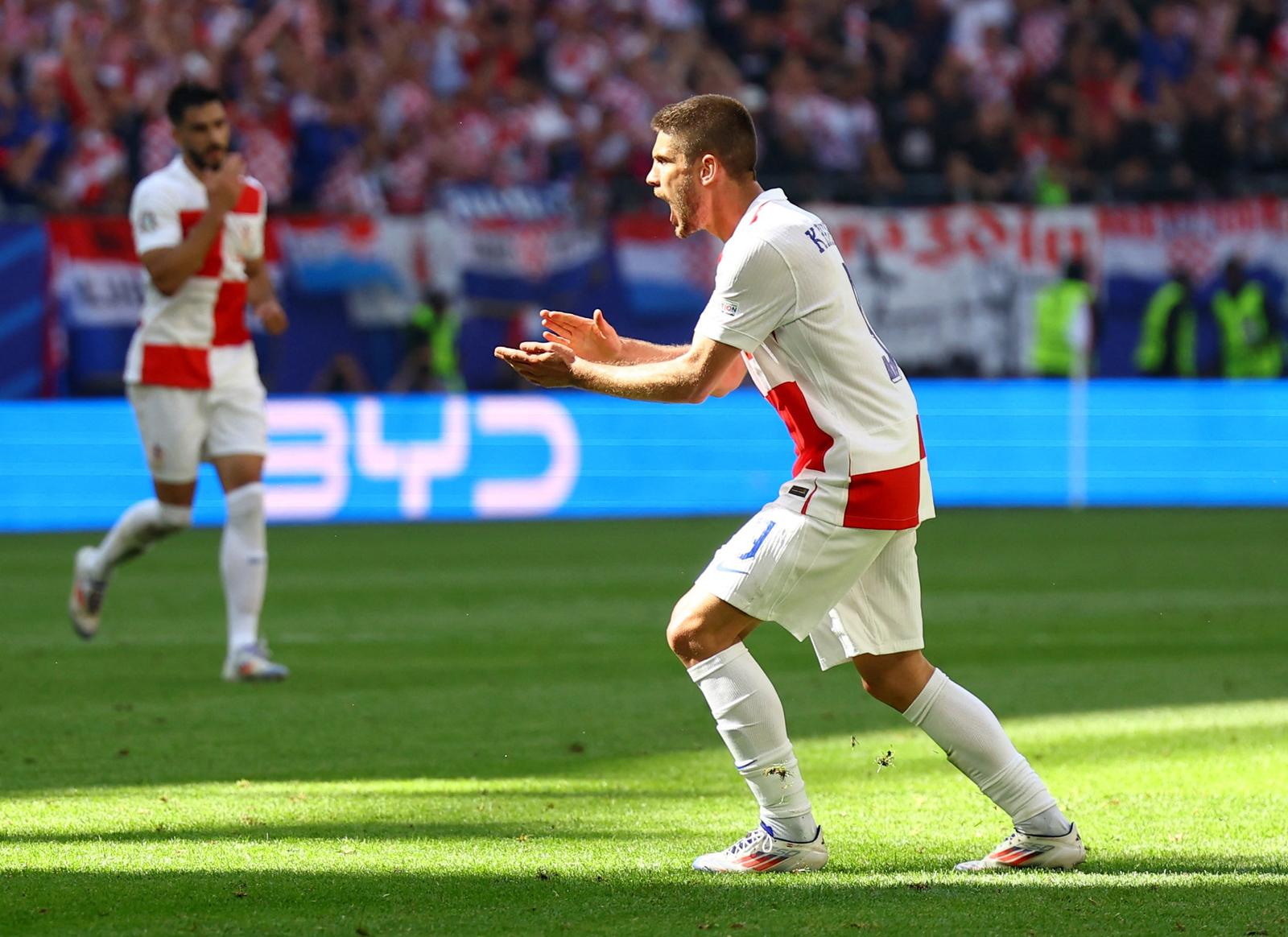Soccer Football - Euro 2024 - Group B - Croatia v Albania - Hamburg Volksparkstadion, Hamburg, Germany - June 19, 2024 Croatia's Andrej Kramaric celebrates scoring their first goal REUTERS/Lisi Niesner Photo: LISI NIESNER/REUTERS