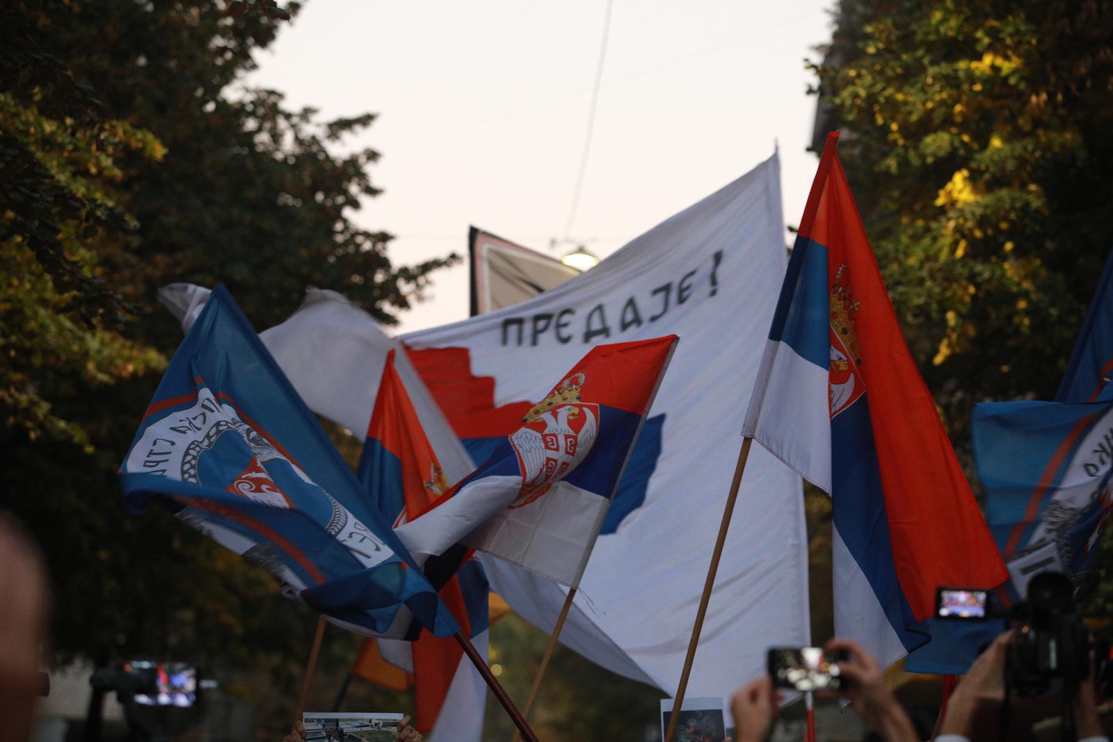 22, October, 2020, Belgrade - The festival "Mirëdita, good afternoon!" was opened at the Center for Cultural Decontamination. organized by the Youth Initiative for Human Rights. Right-wing protest on the occasion of the opening of the festival. Photo: Milos Tesic/ATAImages"n"n22, oktobar, 2020, Beograd  - U Centaru za kulturnu dekontaminaciju otvoren je festivala "Mirëdita, dobar dan!" u organizaciji Inicijative mladih za ljudska prava. Photo: Milos Tesic/ATAImages