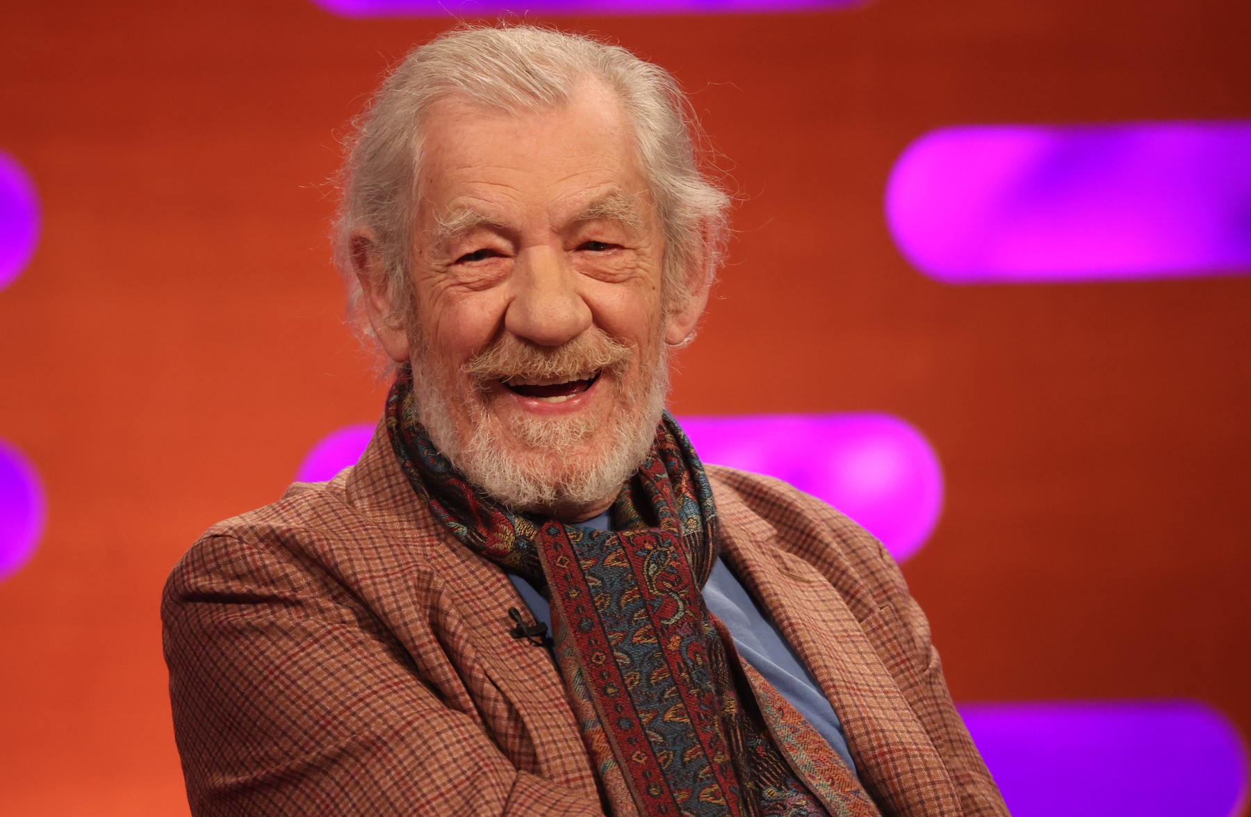 EDITORIAL USE ONLY. Sir Ian McKellen during the filming for the Graham Norton Show at BBC Studioworks 6 Television Centre, Wood Lane, London, to be aired on BBC One on Friday evening. Picture date: Thursday February 8, 2024.,Image: 844780920, License: Rights-managed, Restrictions: EDITORIAL USE ONLY, Model Release: no, Credit line: Isabel Infantes / PA Images / Profimedia