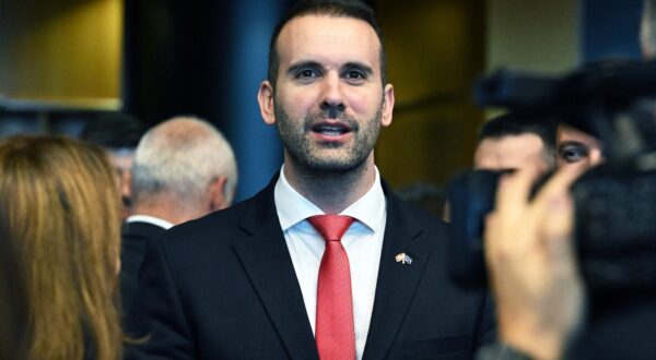BRUSSELS, BELGIUM - APRIL 16: Prime Minister of Montenegro Milojko Spajic arrives to address members of the European Parliament's Committee on Foreign Affairs (AFET) in Brussels, Belgium on April 16, 2024. Dursun Aydemir / Anadolu/ABACAPRESS.COM