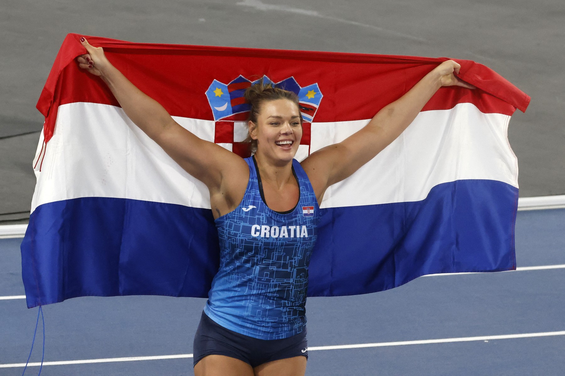 ROME, ITALY, JUNE 08: Croatia's Sandra Elkasevic celebrates after winning the women's discus throw final during the European Athletics Championships at the Olympic stadium in Rome, Italy, on June 08, 2024. Riccardo De Luca / Anadolu/ABACAPRESS.COM,Image: 880030152, License: Rights-managed, Restrictions: , Model Release: no, Credit line: AA/ABACA / Abaca Press / Profimedia