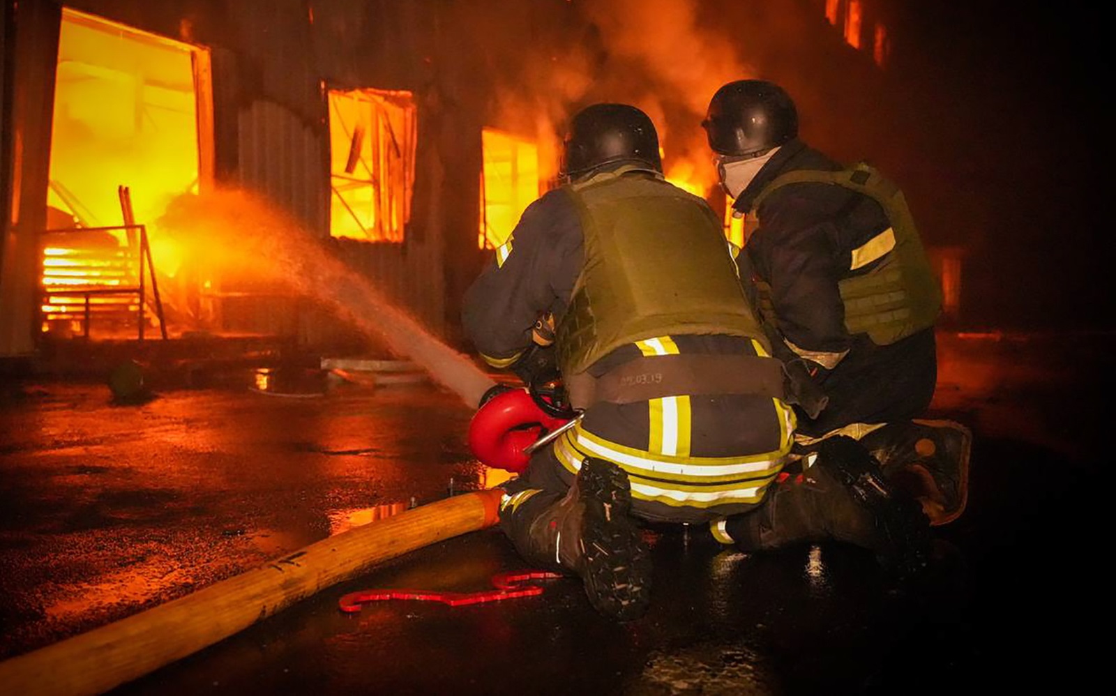 epa11314011 A handout picture made available by the State Emergency Press Service shows Rescue workers at a storage site of the 'Nova Poshta' postal service following a missile strike in Odesa, Ukraine, 29 April 2024. At least 14 people were injured according to the Odesa Regional State Administration Oleh Kiper report. Russian troops entered Ukrainian territory on 24 February 2022, starting a conflict that has provoked destruction and a humanitarian crisis.  EPA/STATE EMERGENCY SERVICE HANDOUT HANDOUT  HANDOUT EDITORIAL USE ONLY/NO SALES HANDOUT EDITORIAL USE ONLY/NO SALES