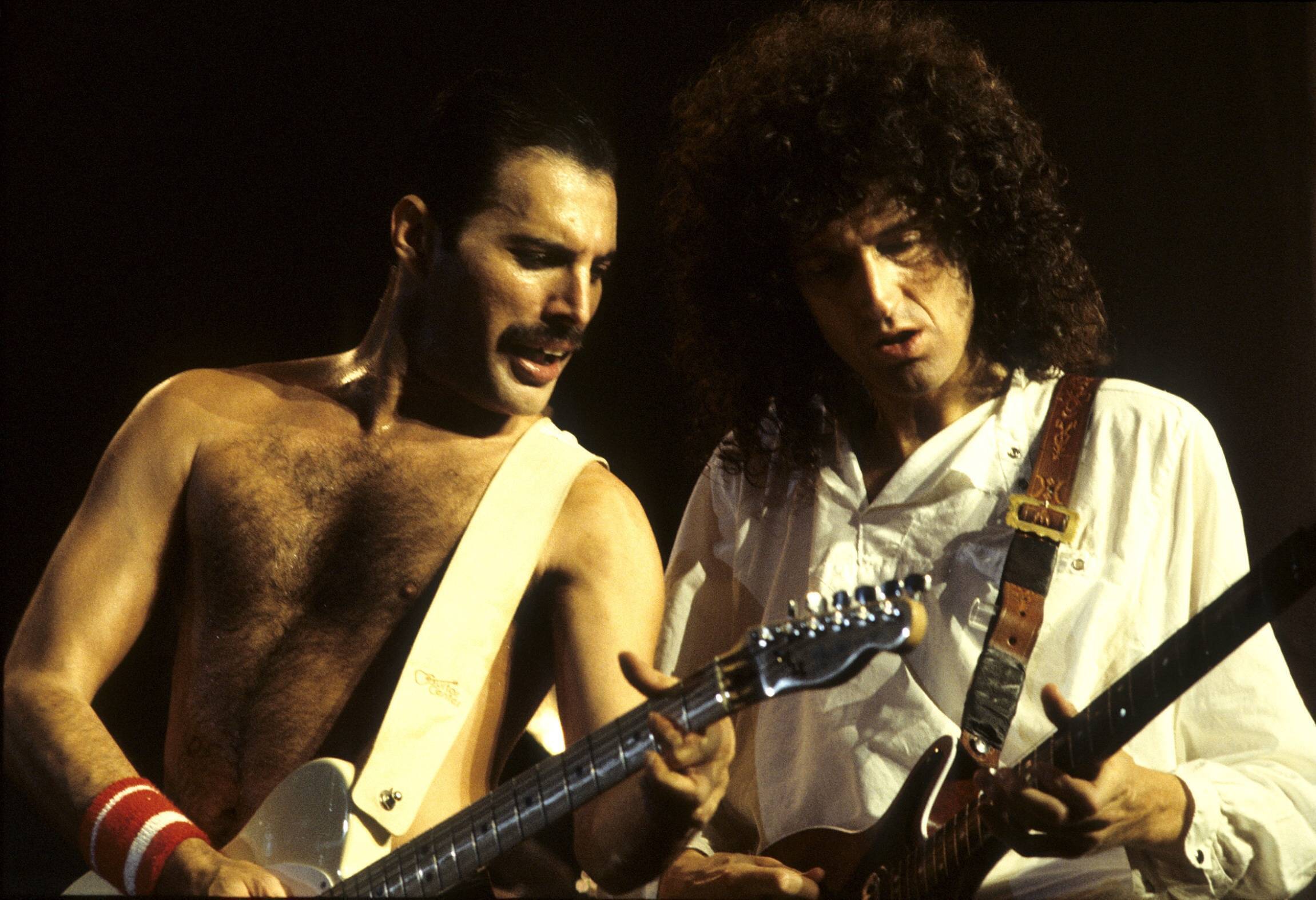Freddie Mercury, Brian May Queen Queen Konzert der Works -Tour in der Londoner Wembley Arena Foto:xR.xKeuntjex/xFuturexImage