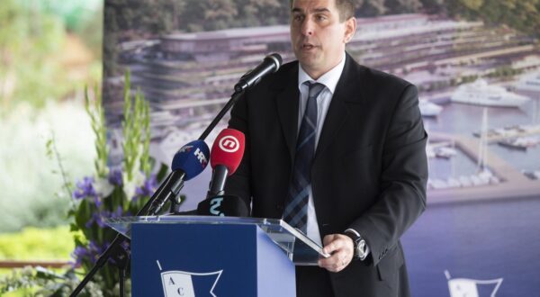 26.04.2019., Rovinj - Otvorenje nove ACI marine Rovinj, kategorizirane s visokih pet sidara. Gradonacelnik Rovinja Marko Paliaga Photo: Nel Pavletic/PIXSELL