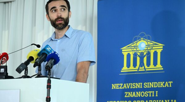 11.07.2024., Zagreb - Nezavisni sindikat znanosti i visokog obrazovanja odrzao je konferenciju za novinare o rezultatima izjasnjavanja zaposlenika u sustavu znanosti i visokog obrazovanja o novom sustavu placa te problemima u sustavu koji se se ne rjesavaju. Glavni tajnik sindikata Matija Kroflin. Photo: Marko Lukunic/PIXSELL