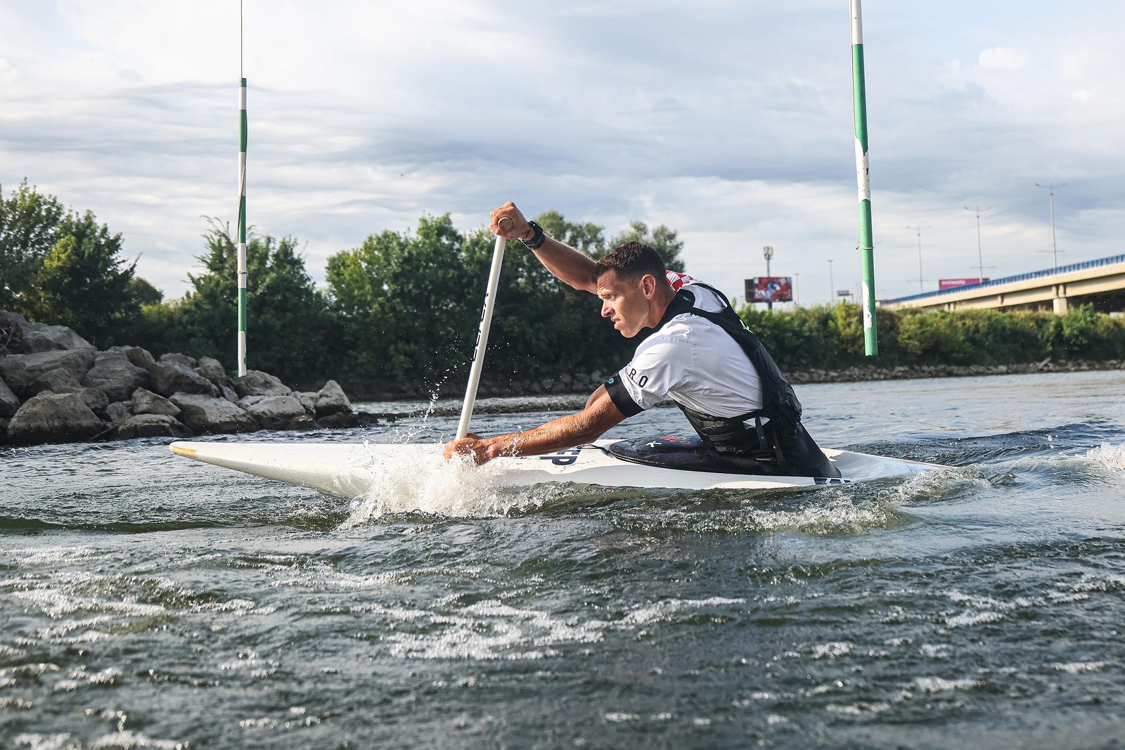 18.07.2024., Zagreb - Susret s clanovima Hrvatskog kajakaskog saveza koji odlaze u Pariz na Olimpijske igre. Medijima se obratito Matija Marinic, kanuist u slalomu na divljim vodama i Stjepan Perestegi, trener Matije Marinica. Photo: Luka stanzl/PIXSELL