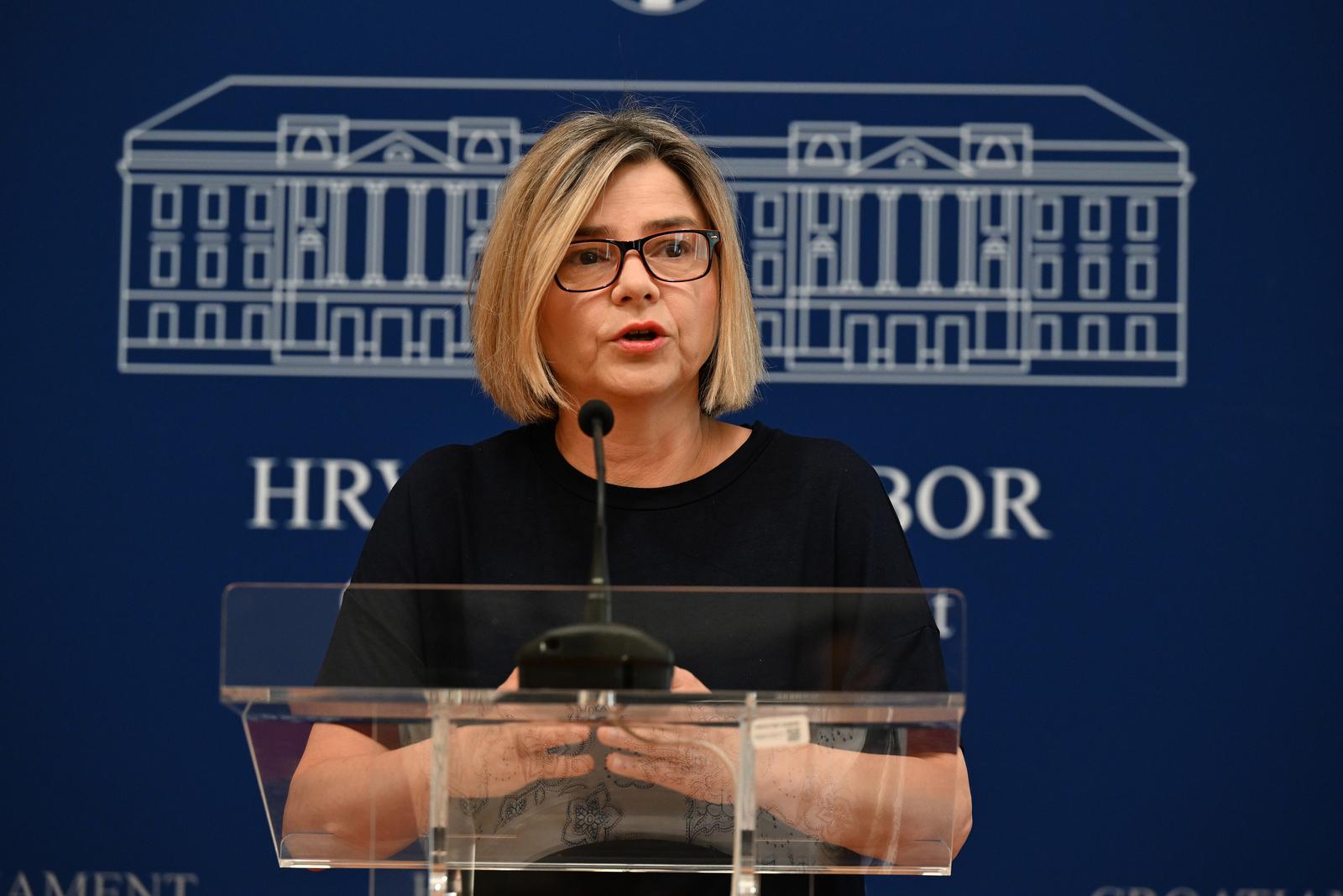 20.6.2024., Zagreb - Sandra Bencic iz stranke Mozemo dala je izjavu za medije. Photo: Davorin Visnjic/PIXSELL