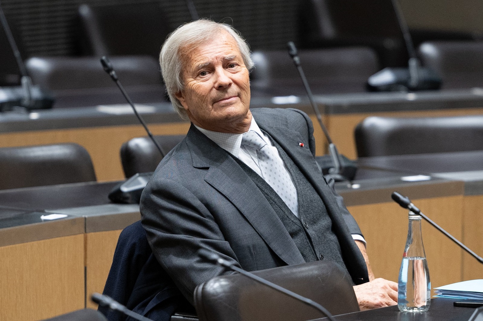 President of Vivendi supervisory board Vincent Bollore poses before a hearing before the parliamentary inquiry commission into the procedures for granting authorizations of national televisions services at the National Assembly in Paris, on March 13, 2024.,Image: 856558159, License: Rights-managed, Restrictions: , Model Release: no, Credit line: Lafargue Raphael/ABACA / Abaca Press / Profimedia