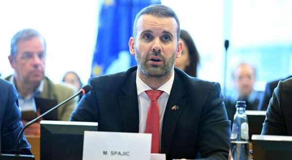 BRUSSELS, BELGIUM - APRIL 16: Prime Minister of Montenegro Milojko Spajic addresses members of the European Parliament's Committee on Foreign Affairs (AFET) in Brussels, Belgium on April 16, 2024. Dursun Aydemir / Anadolu/ABACAPRESS.COM,Image: 865335861, License: Rights-managed, Restrictions: , Model Release: no, Credit line: AA/ABACA / Abaca Press / Profimedia