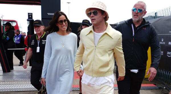 Brad Pitt and his partner Ines De Ramon arrive at Silverstone Circuit, Northamptonshire. Picture date: Sunday July 7, 2024.,Image: 887985384, License: Rights-managed, Restrictions: Use subject to restrictions. Editorial use only, no commercial use without prior consent from rights holder., Model Release: no, Credit line: David Davies / PA Images / Profimedia