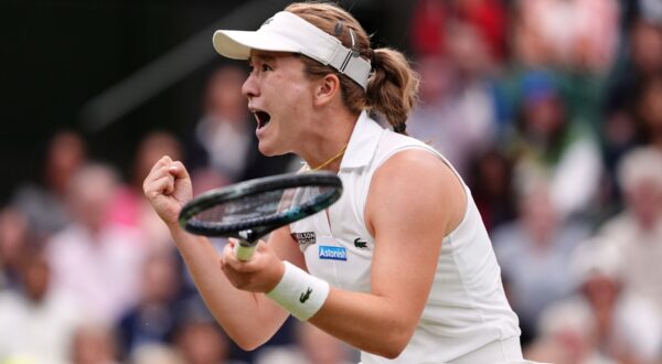 Lulu Sun after beating Emma Raducanu on day seven of the 2024 Wimbledon Championships at the All England Lawn Tennis and Croquet Club, London. Picture date: Sunday July 7, 2024.,Image: 888041447, License: Rights-managed, Restrictions: Editorial use only. No commercial use without prior written consent of the AELTC. Still image use only - no moving images to emulate broadcast. No superimposing or removal of sponsor/ad logos., Model Release: no, Credit line: John Walton / PA Images / Profimedia