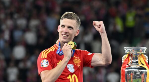 Dani Olmo (Spain)                          during the UEFA Euro Germany 2024  match between     Spain 2-1 England  at
Olympiastadion on July 14, 2024 inBerlin, Germany. (Photo by Maurizio Borsari/AFLO),Image: 889772644, License: Rights-managed, Restrictions: No third party sales, Model Release: no, Credit line: Maurizio Borsari / AFLO / Profimedia