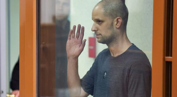 RUSSIA, YEKATERINBURG - JULY 19, 2024: American journalist Evan Gershkovich, reporter at The Wall Street Journal (WSJ), charged with espionage, attends the announcement of the verdict at the Sverdlovsk Region Court. The court has found Gershkovich guilty of espionage and has sentenced him to 16 years in high-security prison. Donat Sorokin/TASS,Image: 890823026, License: Rights-managed, Restrictions: , Model Release: no, Credit line: Donat Sorokin / TASS / Profimedia